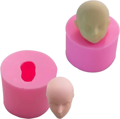 Vista 9 de Moldes de silicona para cara de bebé, herramientas para hornear, molde de arcilla polimérica hecha a mano, molde de chocolate Sugarcraft, 12 uds