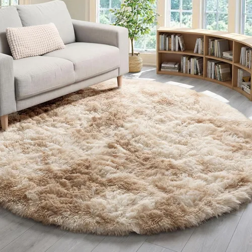 Vista 82 de ONASAR - Alfombra redonda rosa claro de 2 pies, esponjosa, lavable, tapete de gato o perro, suave, afelpada, peluda, tapete circular para dormitorio
