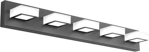 Vista 50 de Ralbay - Moderno accesorio de iluminación LED, para tocador de baño, con 4 luces, de acrílico, ideal para instalar sobre el espejo y en la pared