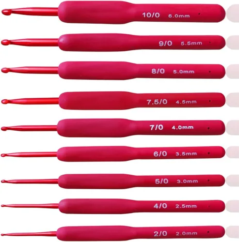 Vista 8 de Juego de ganchos de ganchillo ergonómicos, agujas de ganchillo de silicona y agujas de tejer para manos artríticas, mangos de ganchillo de agarre