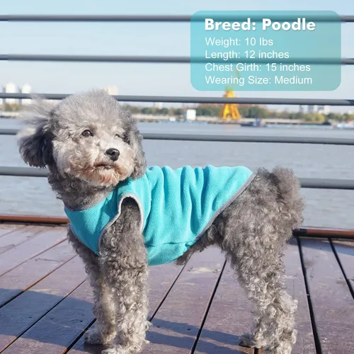 Vista 3 de cyeollo Paquete de 2 suéteres de forro polar para perro, chaleco cálido reflectante para perro, abrigo elástico para perro, chaqueta de invierno