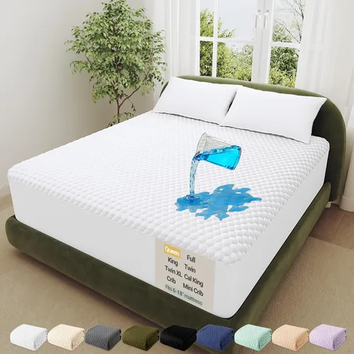 Vista 37 de OhGeni - Protector de colchón 100 % impermeable, almohadilla suave para colchón tamaño individual, resistente al pelo de mascotas y a la enuresis