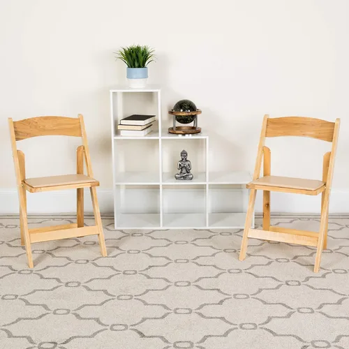 Vista 11 de EMMA + OLIVER Paquete de 4 sillas plegables de madera negra con asiento acolchado de vinilo