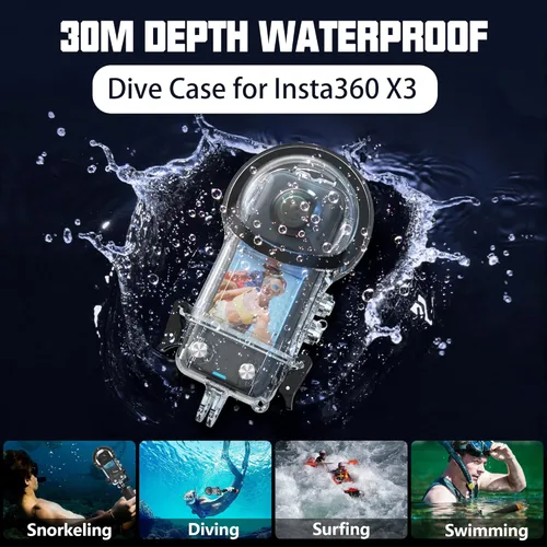 Vista 7 de Accesorios Kits para Insta360 X3 Carcasa Impermeable Buceo Caso Flotador Mango Silicona Cubierta Protector Lente Soporte Brazo