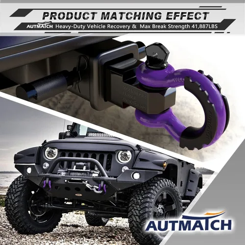 Vista 7 de AUTMATCH - Grilletes de anillo D de 3/4" (2 unidades) - Grillete de clevis con resistencia a la rotura de 41,887 Ib con tornillo de 7/8" y kit