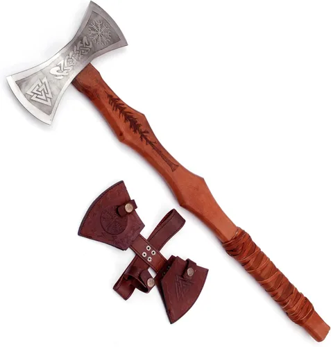Vista 8 de Armory Replicas - Hacha de batalla vikingo funcional a dos manos - Acero templado de alto carbono ennegrecido Livet Efter Réplica Hacha de guerra