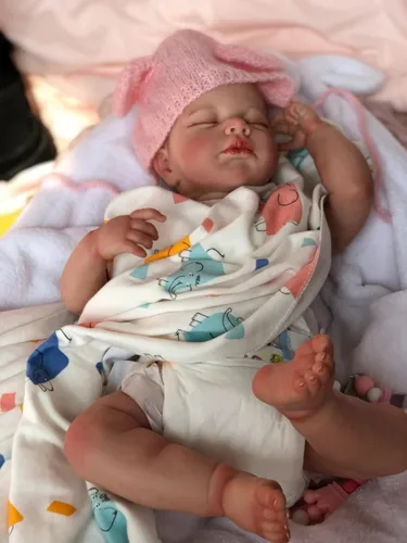 Vista 6 de Pinky Reborn Muñecas de bebé recién nacido de 20 pulgadas, muñecas de bebé de la vida real, accesorios de juguete, regalo de cumpleaños para mayores