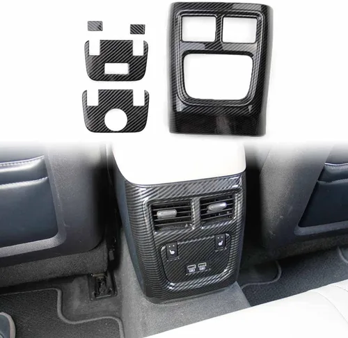 Crosselec - Cubierta de salida de aire de fibra de carbono para reposabrazos trasero para Dodge Charger 2011+/Chrysler 300 2015-2021