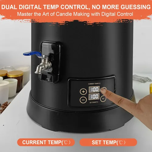 Vista 5 de Leerie D15 - Derretidor de cera comercial digital de 30 libras para hacer velas, olla de fusión de cera de vela grande con control preciso