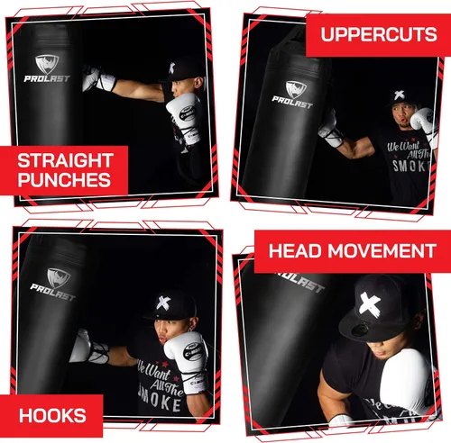Vista 2 de PROLAST Heavy Punching Kicking Bag for Adults, Boxing, MMA, Martial Arts, Muay Thai, Kickboxing, Strength Training Equipment, 6ft, 150 lbs, Rhino