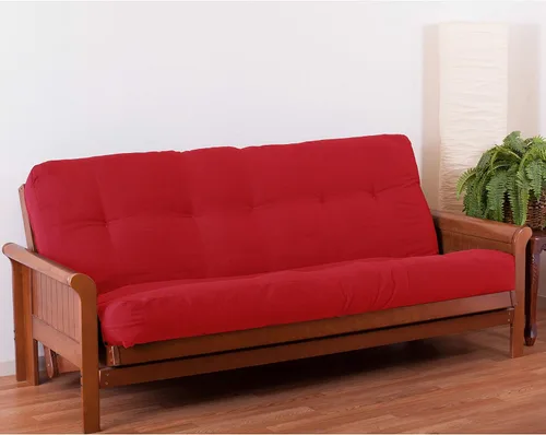 Vista 78 de Blazing Needles Renewal - Colchón futón de sarga de 8 pulgadas, individual, color borgoña