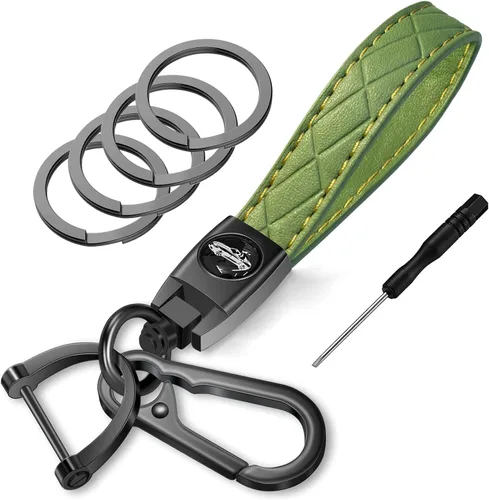 Vista 10 de Idakekiy Llavero de cuero de microfibra con 4 llaveros giratorio de 360 grados, organizador universal para llavero