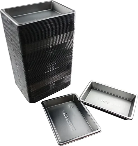 Vista 7 de Paquete de 100 platos rectangulares de plástico para salsa de soja, platos desechables para sumergir, platos de sushi caliente, juego de platos