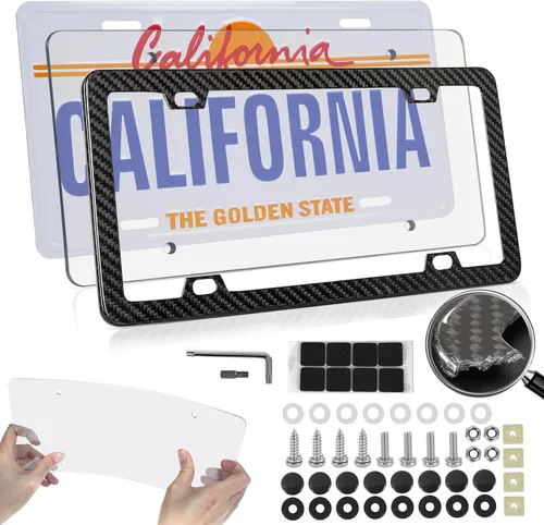 Vista 12 de Marco de matrícula de fibra de carbono real, hecho a mano, marco de matrícula de carbono 100% completo negro de 6″×12″, portamatrícula, marco