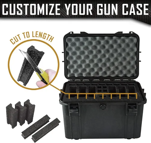 Vista 5 de Estuche para pistola Doro para 6 pistolas 24 con inserto de espuma MyCaseBuilder personalizado, resistente al agua, armas de fuego tácticas