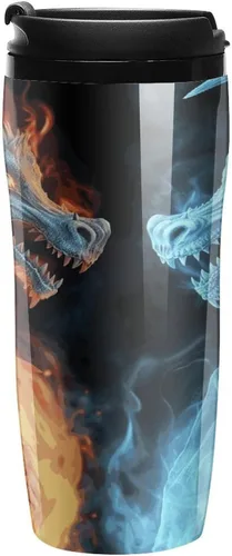 Vista 9 de Ice And Fire Dragons Coffee Cup Hot Coffee Travel Mug Reusable Iced Coffee Cups Double Heat Insulation Coffee Mug with Leak-Proof Lid Stylish Travel