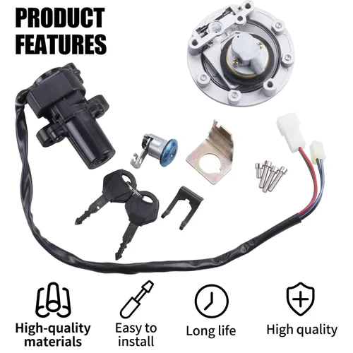 Vista 6 de juego de llave de cerradura del asiento, cubierta de tapa de gasolina, interruptor de encendido para Yamaha YZF R1 R6 1992-2012