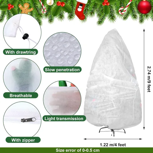 Vista 2 de Shappy Bolsa de almacenamiento para árbol de Navidad de 9 x 4 pies, bolsa vertical a prueba de polvo con cremallera y cordón para Navidad, a prueba