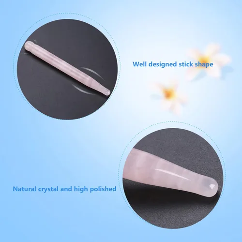 Vista 4 de ZJchao Varita de masaje con piedra de masaje, varita de cristal de jade Gua Sha, herramientas de masaje Guasha, herramienta de belleza