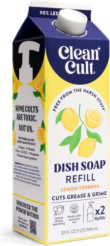 Vista 19 de Cleancult Repuesto líquido de jabón para platos (32 onzas, 1 unidad) – Poder de limpieza a base de plantas – Jabón para platos que corta la grasa