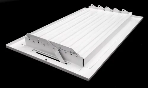 Vista 6 de Rejilla de suministro de aire vertical de 2 vías de 30,5 cm x 20 cm - Tapa de ventilación y difusor - Cara plana estampada - Blanco.