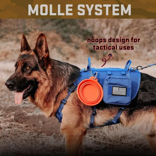 Vista 4 de Forestpaw Arnés táctico para perros grandes, collar táctico para perro con correa elástica, arnés militar para perro sin tirones para entrenamiento