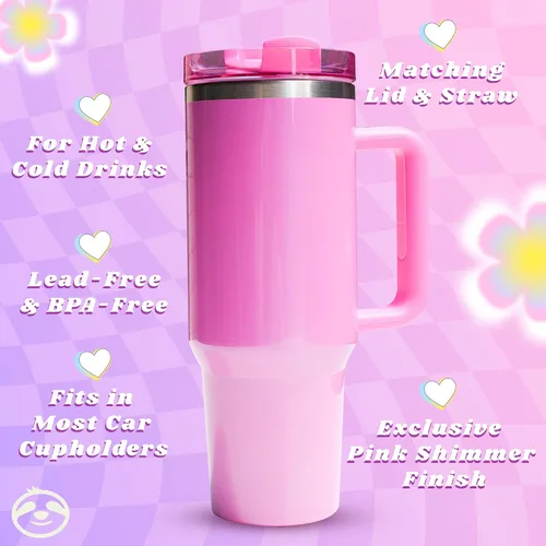 Vista 16 de Hey, Stan Vaso de 40 onzas con asa y popote Botella de agua reutilizable de acero inoxidable con aislamiento térmico Taza de viaje apta