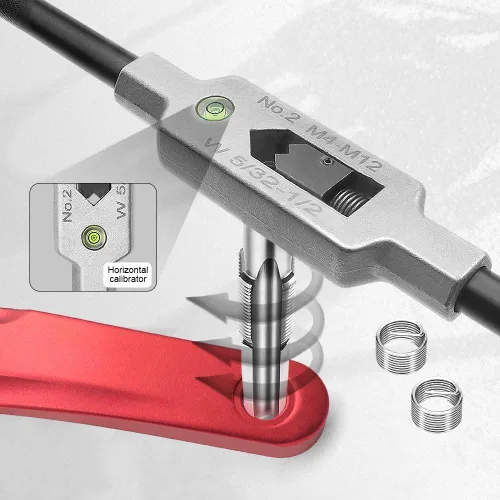 Vista 3 de Kit de reparación de roscas de bicicleta de 9/16 pulgadas, herramienta de roscado de pedal con protección de manivela, restaurador de roscas