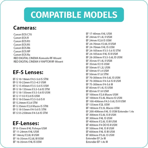 Vista 6 de Foto&Tech EF-EOS - Adaptador de montaje en R, convertidor de montaje de lente de enfoque automático compatible con lente EF EF-S, EOS R R5 R6 R7 RP