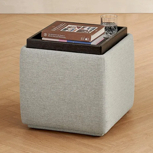 Vista 11 de mopio Levi - Banco de almacenamiento con bandeja reversible, mesa de café de almacenamiento moderna, banco de dormitorio, otomana de mesa de café