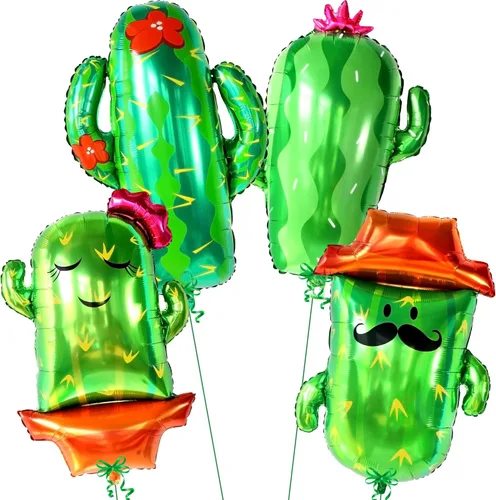 KatchOn, Globos de cactus para decoración de fiesta de cactus, tamaño grande, 34 pulgadas, paquete de 4, globos del Cinco de Mayo, globo de fiesta