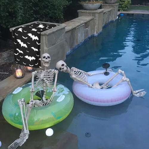 Vista 4 de Toalla de playa de Halloween con diseño de murciélagos, de microfibra, de secado rápido, súper absorbente, toallas de baño negras de gran