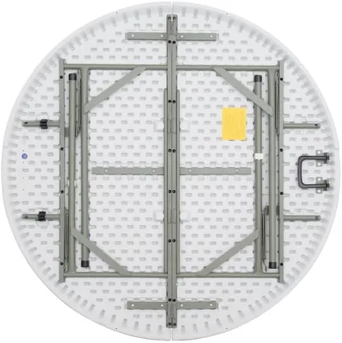 Vista 5 de Paquete de 2 mesas redondas plegables blancas de 48 pulgadas. Mesa redonda plegable de plástico de 4 pies, mesa redonda plegable para muebles