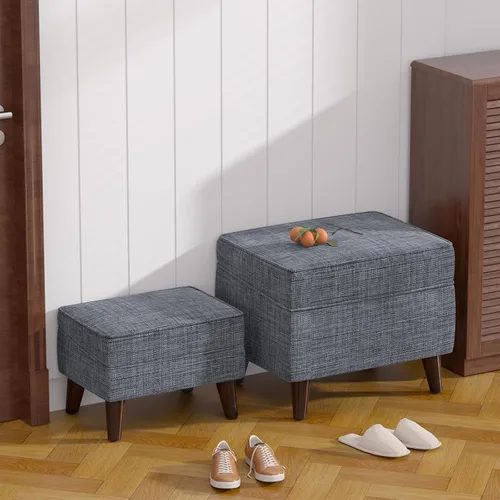 Vista 13 de FAGAGA Otomanas con Almacenamiento con Funda Ajustable, BOGO, Taburete de Paso Suave, Reposapiés y Asiento, Juego de Reposapiés para Sala de Estar