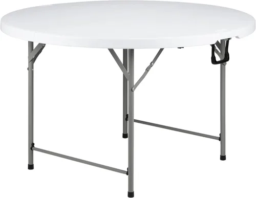 Mesa plegable redonda de 48 pulgadas, mesa plegable al aire libre, mesa redonda plegable para tarjetas, para interiores y exteriores, cocina de