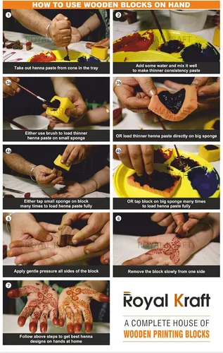 Vista 6 de Royal Kraft Sellos de madera para impresión en bloque en borde de sari, textil, arcilla, cerámica, tatuaje (juego de 10) MXtag0001
