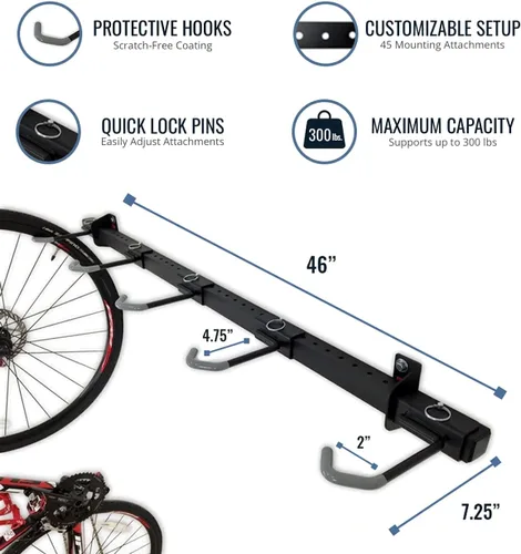 Vista 3 de StoreYourBoard Estante de almacenamiento para bicicletas, resistente para 5 bicicletas, soporte vertical para bicicletas que ahorra espacio, soporte