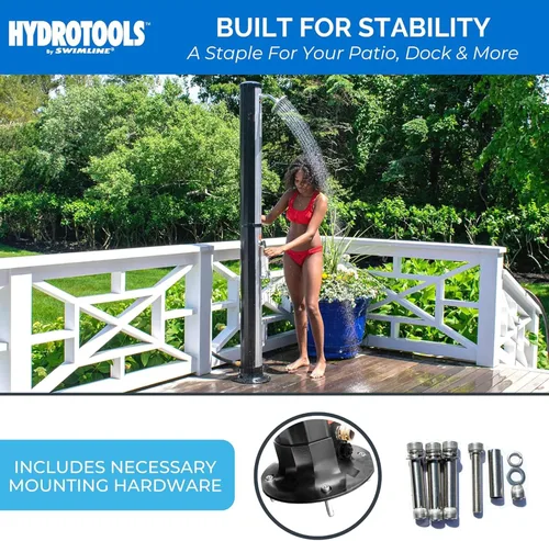 Vista 6 de SWIMLINE HYDROTOOLS - Ducha solar de lluvia Niagara de 7 pies para exteriores con tanque de 10 galones y lavado de pies