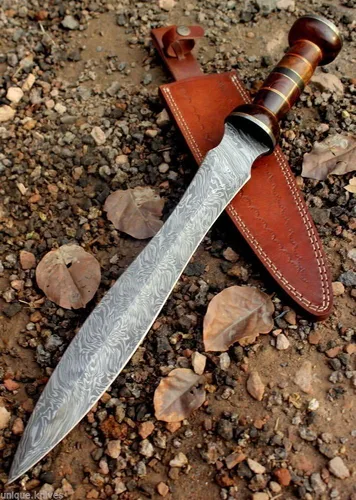 Vista 3 de Espada griega/romana forjada a mano personalizada de acero de Damasco Espada griega/Daga/GLADIOUS Caza Gladiador Espada