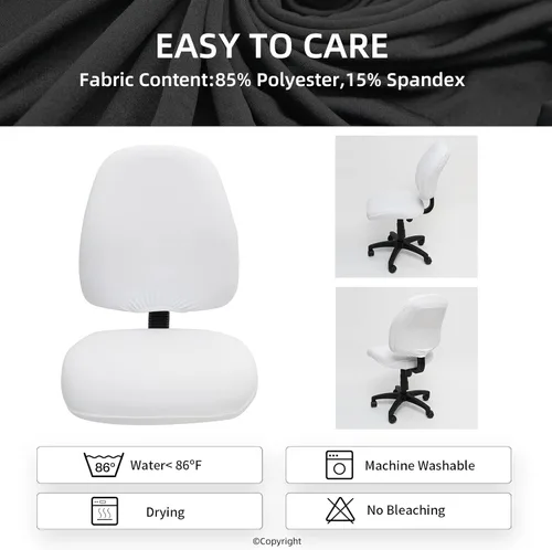 Vista 8 de Fundas elásticas resistentes al agua para sillas de computadora - Protectores lavables para respaldo giratorio y asiento para mascotas - Negro