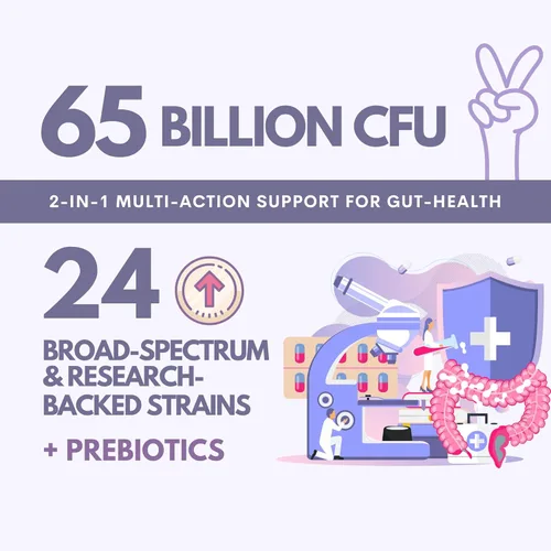 Vista 5 de CoLymph® Daily Synbiotic - 24 cepas mejoradas, 65 mil millones de UFC, prebióticos de alta potencia + probióticos No lácteos, apoya la salud