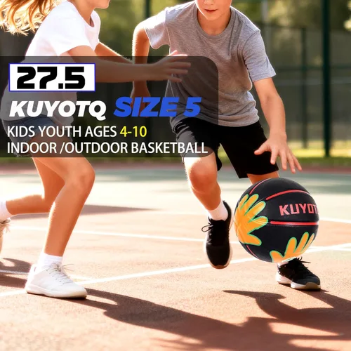 Vista 3 de KUYOTQ Size 5/6 Basketball 27.5"/28.5" for Kids Youth Womens with Visual Hand Print Guide, for Shooting Practice, Correct Shooting Form and Improve