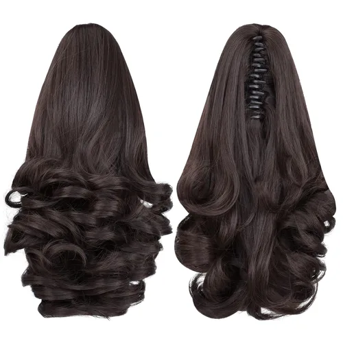 Vista 8 de Extensión de cola de caballo, extensiones de cabello con clip de garra de 12 pulgadas, extensiones de cabello corto rizado, extensión de cola