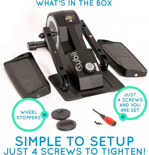 Vista 9 de Cubii JR1 Bundles, Under Desk Elliptical, Dumbell Weights, Workout Mat, Pedal Exerciser with LCD Fitness Tracker Screen, Adjustable Resistance, Work