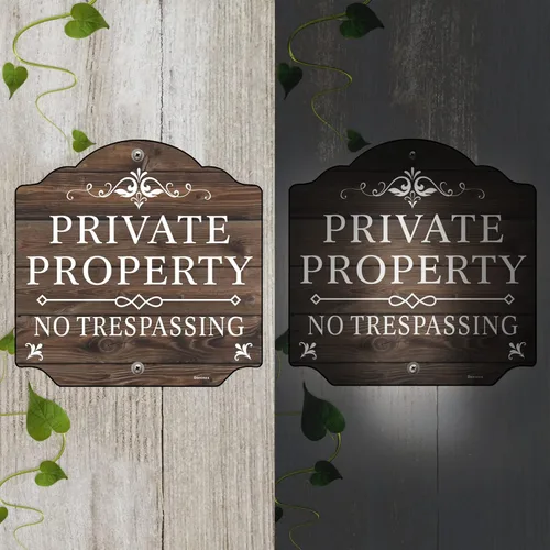 Vista 5 de Cartel grande de propiedad privada No Trespassing (2 unidades), aluminio libre de óxido, reflectante, resistente a la intemperie al aire libre