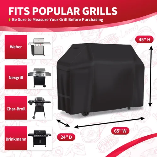 Vista 2 de NEXCOVER - Funda para parrilla de gas y barbacoa, 65 pulgadas, impermeable, de exterior, resistente, material resistente a la decoloración y a
