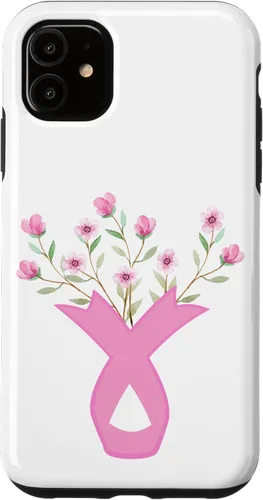 Vista 8 de Flower Jar Pink Ribbon Breast Cancer Awareness Month Women Case for iPhone 17