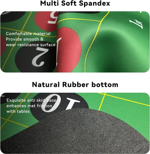 Vista 8 de YUZPKRSI Alfombrilla de póquer de 70 x 35 pulgadas verde + alfombrilla de ruleta