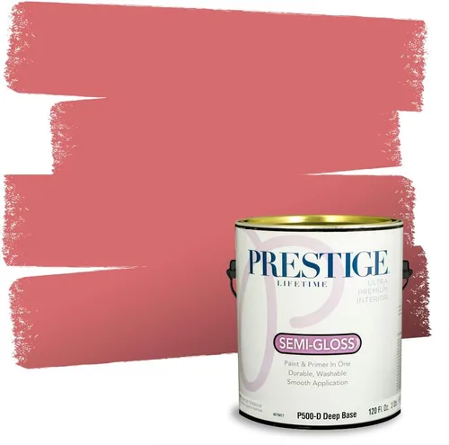 Vista 139 de Prestige Paints E100-T-SW6591 Pintura exterior e imprimación en uno, 1 galón, plano, combinación comparable de Sherwin Williams Amaryllis, 1 galón