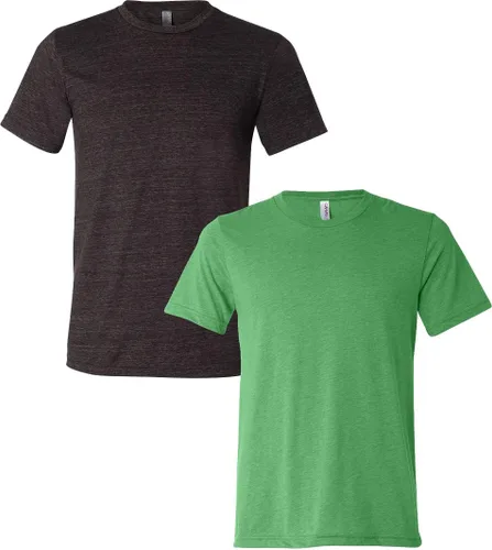 Vista 82 de Bella Canvas 3413c para hombre (1) Triblend verde + (1) Triblend rojo
